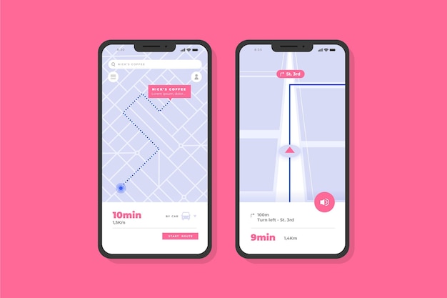 Free Vector location app template screens set