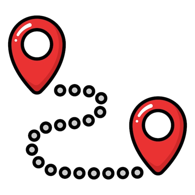 Free Vector location pin dotted route cartoon style