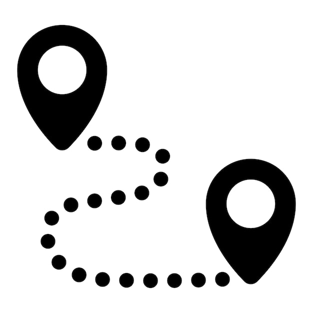 Location Pin Dotted Route Silhouette Style