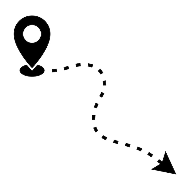 Free Vector location pin with winding dashed arrow