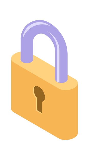 Lock isometric icon isolated vector illustration, protection and safety symbol