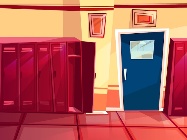 Free Vector locker room illustration of gym or school sport changing room. 