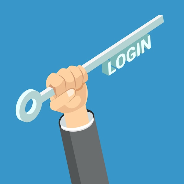 Free vector login key flat isometric