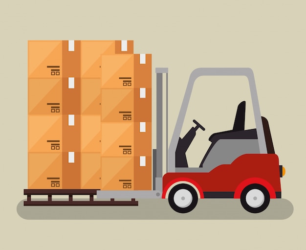 Free Vector logistic services with forklift