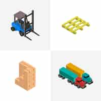 Free vector logistics business industrial isolated icon on background