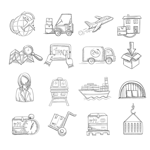 Logistics and delivery service icons set 