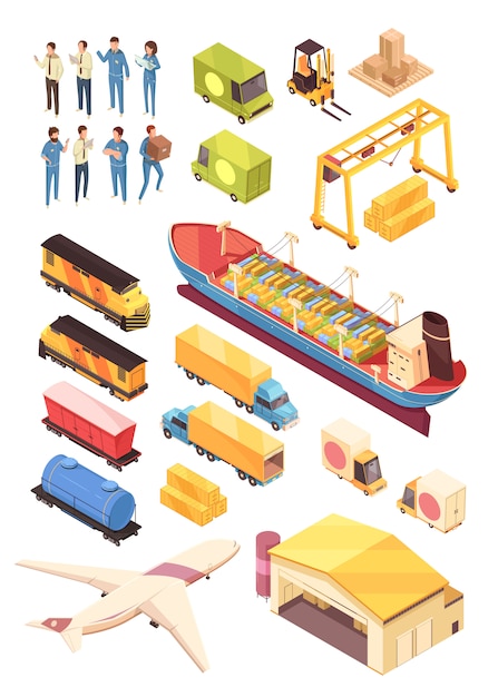 Logistics Industry Isometric Set