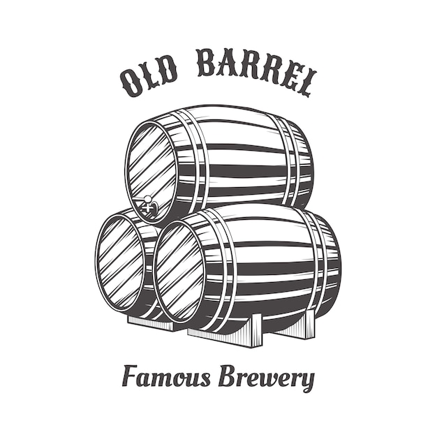 Free Vector logo design with wooden beer barrels for pab.