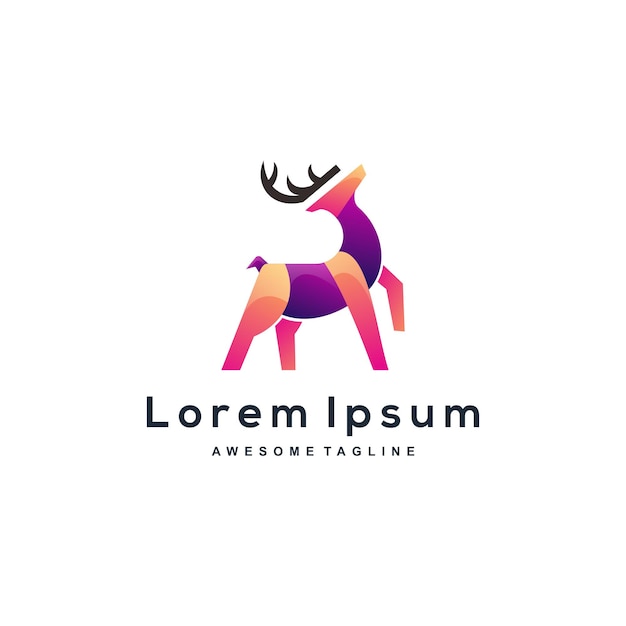 Free Vector logo illustration deer gradient colorful style