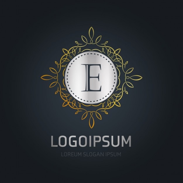 Free Vector logo silver with a gold frame