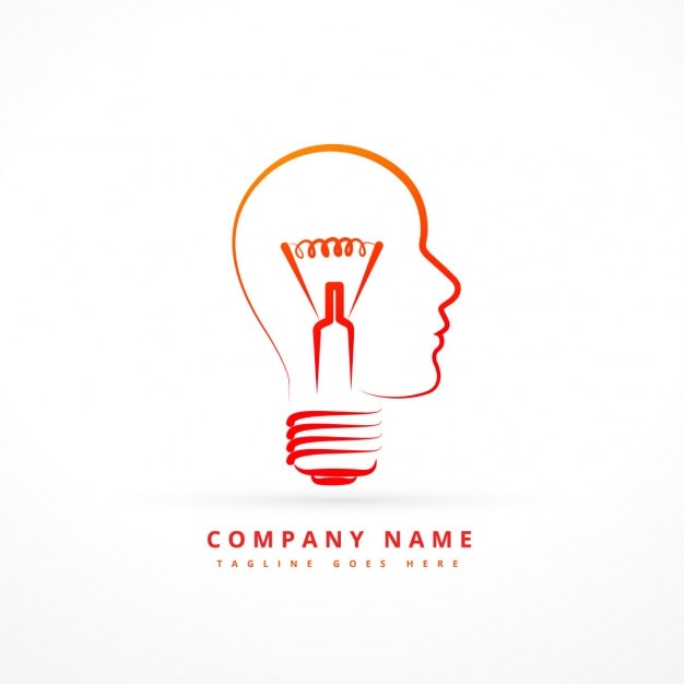 Logo with abstract bulb with face form