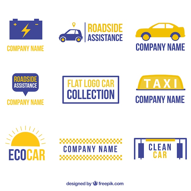 Free Vector  logos of cars collection in flat design