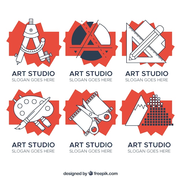 Free Vector logos collection of art studio in modern style