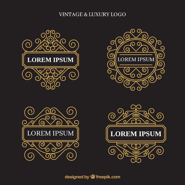 Free Vector logos collection with vintage and luxury style