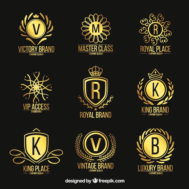 Free Vector logos collection with vintage and luxury style