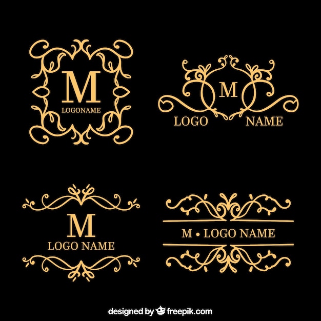 Free vector logos collection with vintage and luxury style