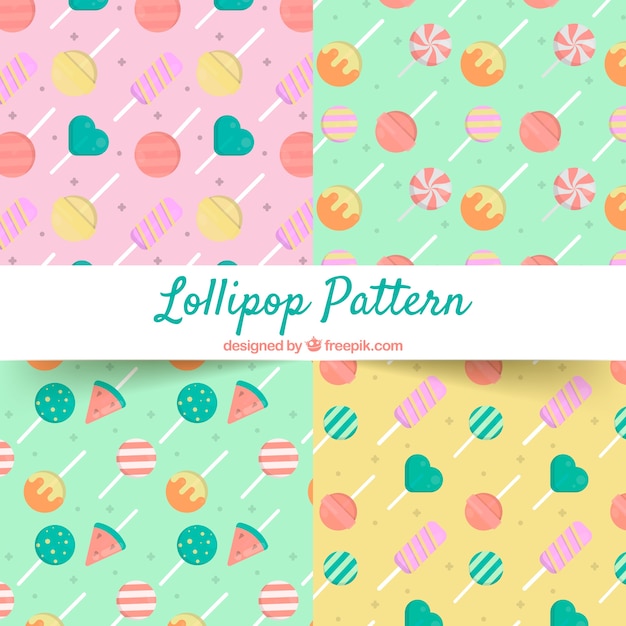 Lollipops patterns collection with different colors