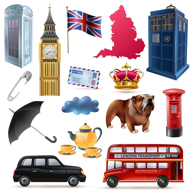 Free Vector london england icons set