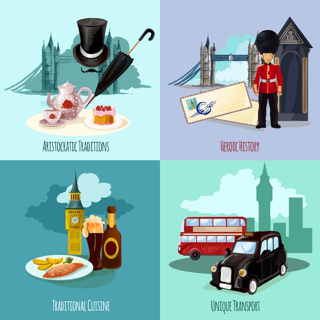 Free vector london touristic set