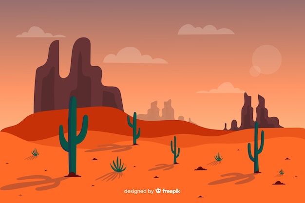 Free Vector long shot of desert landscape