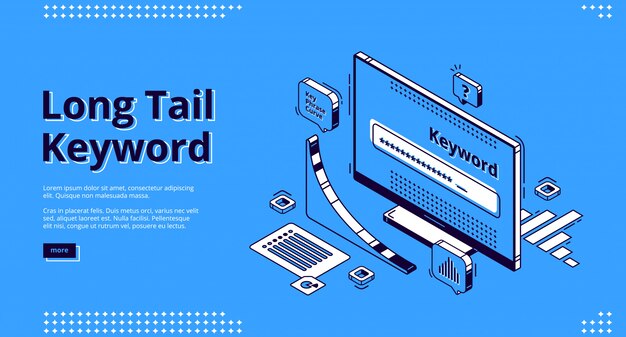 Long tail keyword isometric landing page, banner