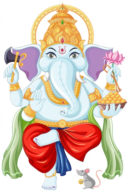 Free vector lord ganesha cartoon style