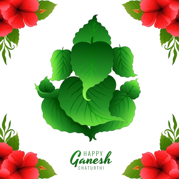 Lord ganpati on ganesh chaturthi beautiful green leaf background