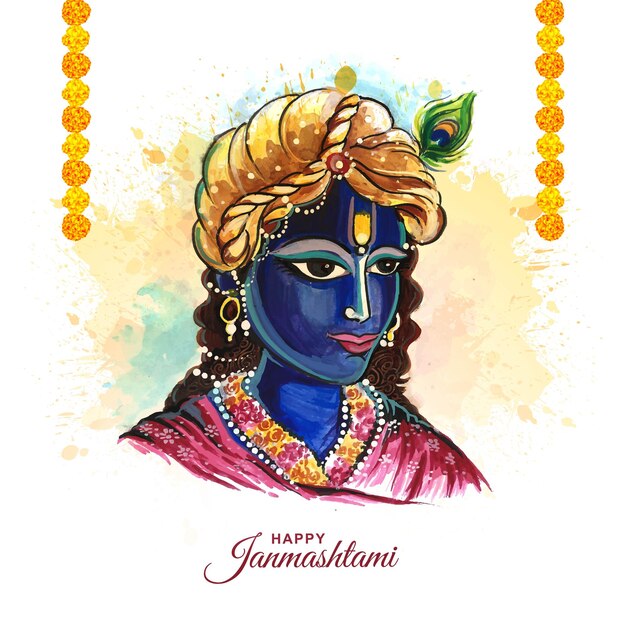 Lord krishna janmashtami religious holiday card background