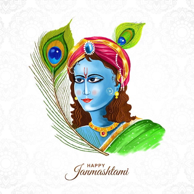 Lord krishna janmashtami religious holiday card background