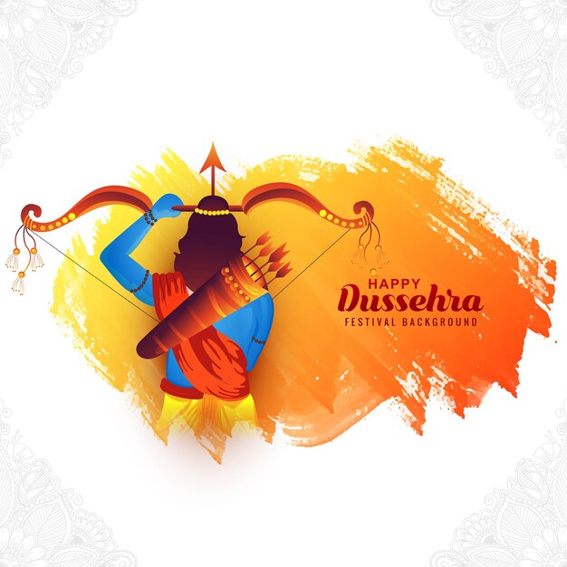 Lord rama happy dussehra festival wishes card illustration festival background