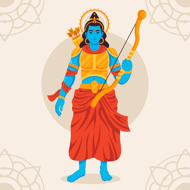 Free vector lord rama holding a bow in hand