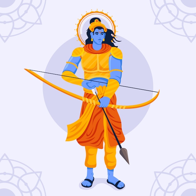 Lord rama preparing his arrow and bow