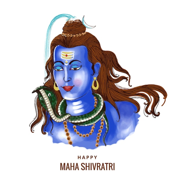 Free vector lord shiva indian god of hindu for maha shivratri card background