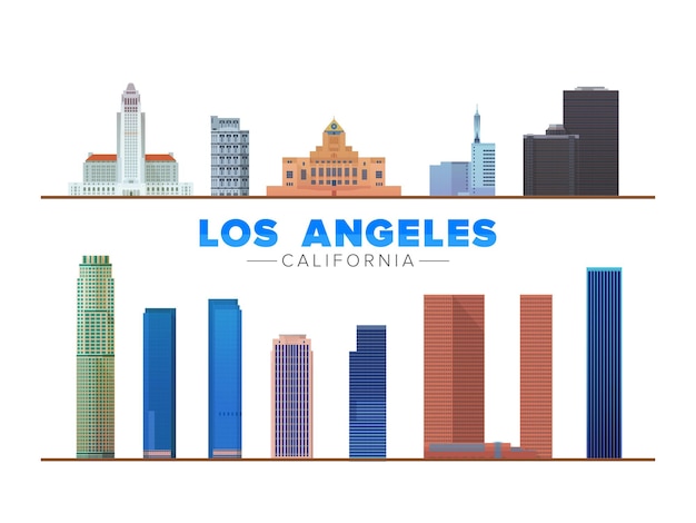 Los Angeles California United States city landmark Flat vector illustration Tourism and business picture with isolated object