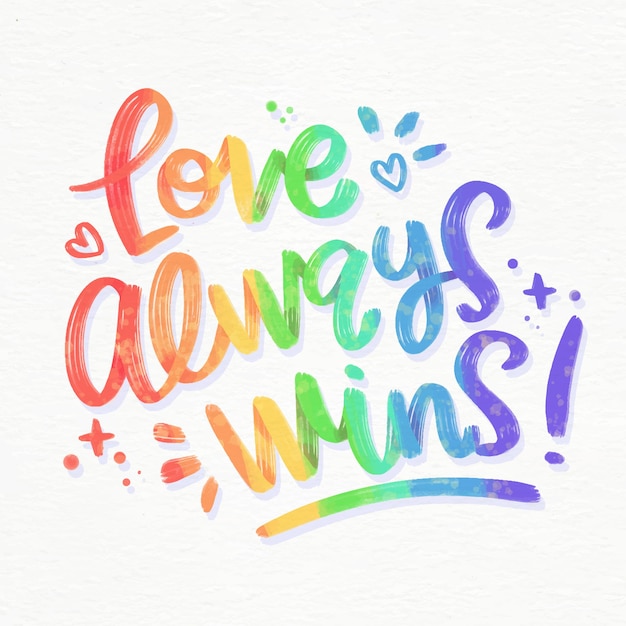 Free Vector love always wins lettering