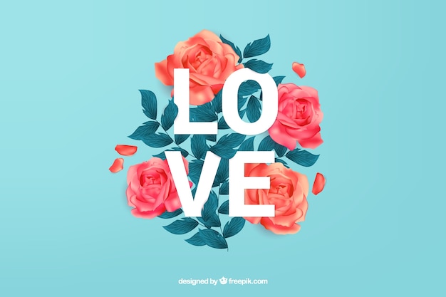 Free Vector love background with beautiful roses