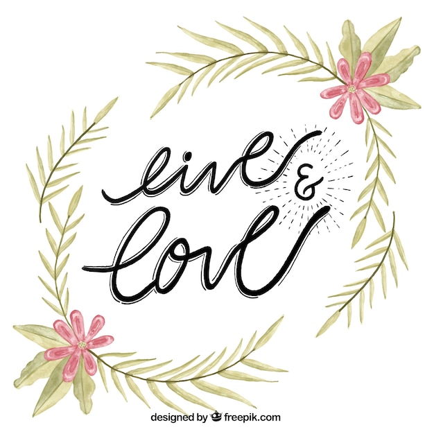 Free Vector love background with flowers in watercolor style