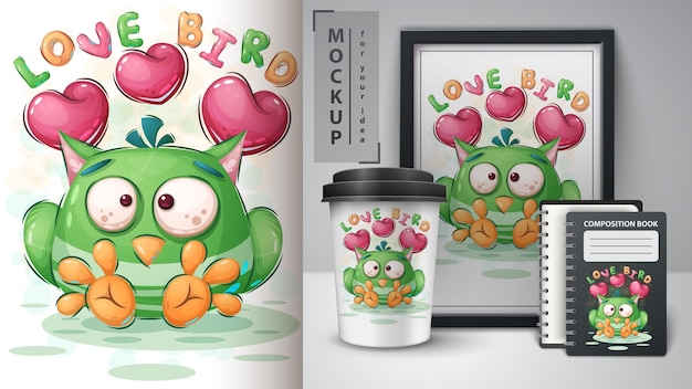 Love bird poster and merchandising