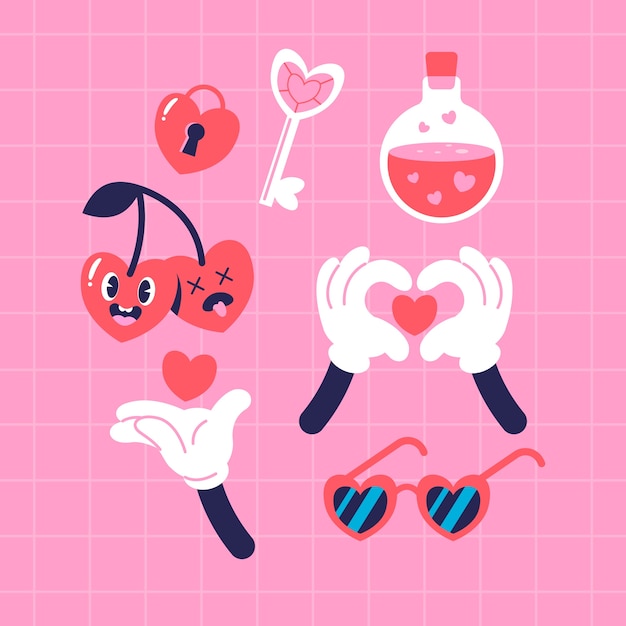 Love cartoon element set