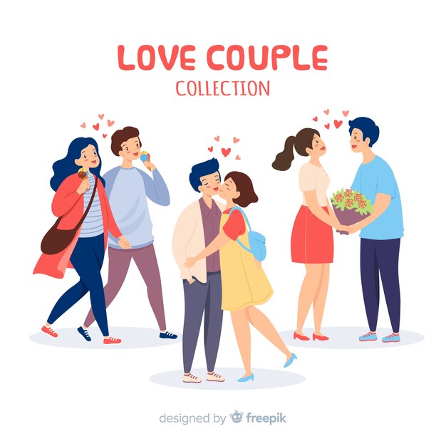 Love couple collection with hearts