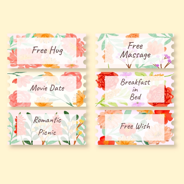 Free Vector love coupons set design