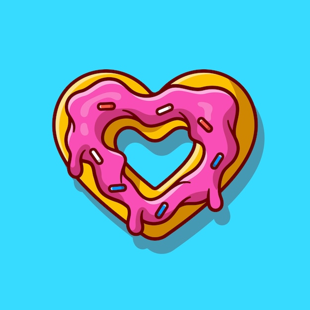 Free Vector love doughnut cream melted cartoon icon illustration.