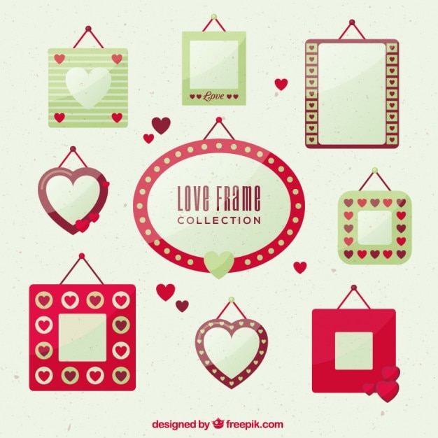 Free Vector love frame collection in flat design 