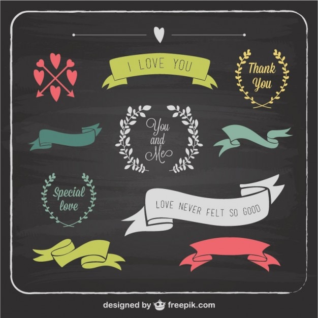 Free Vector love graphic elements blackboard template