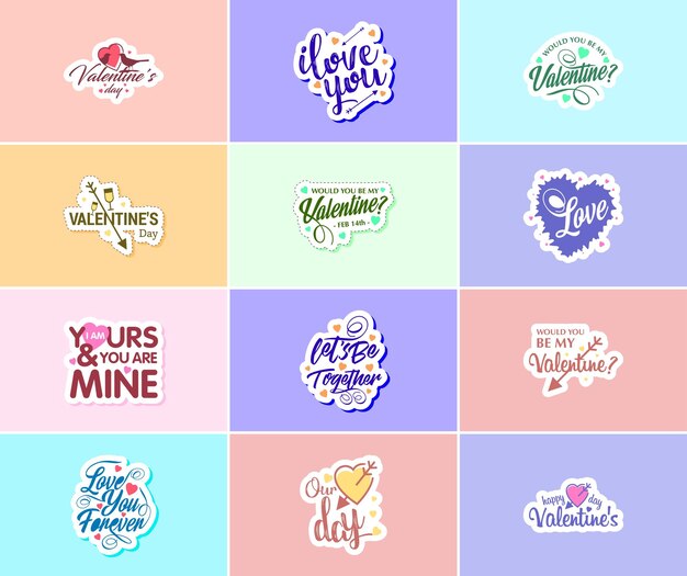 Love is in the Air Valentine's Day Typography and Graphic Design Stickers