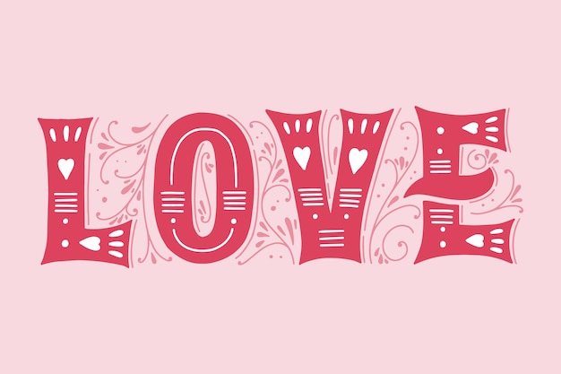 Free Vector love lettering in vintage style concept