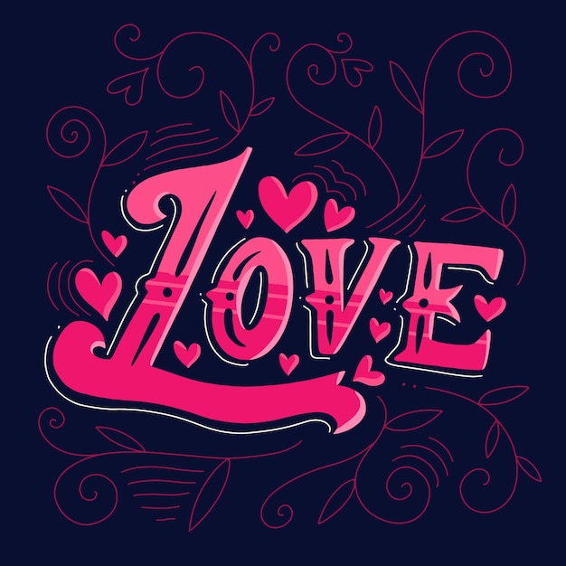 Free vector love lettering in vintage style