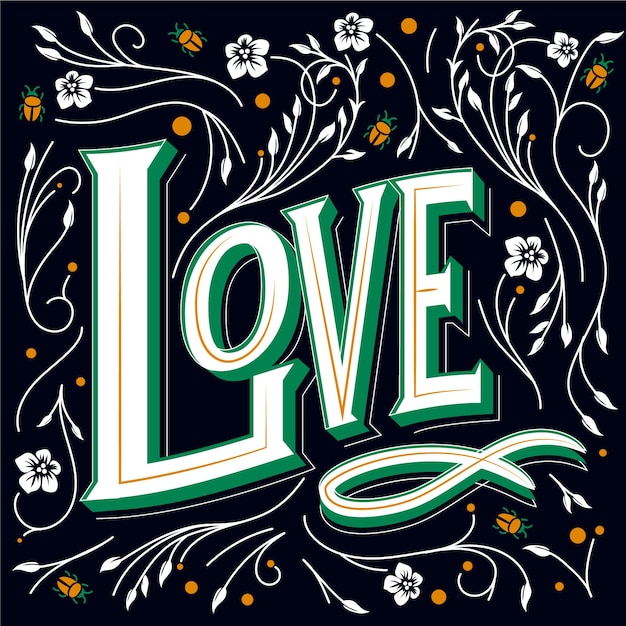 Free Vector love lettering in vintage style