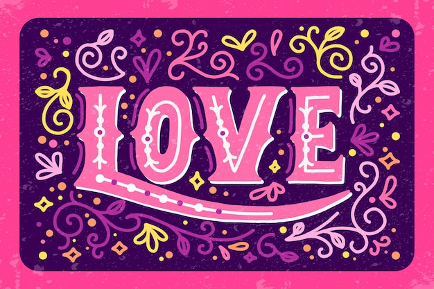 Free Vector love lettering in vintage style