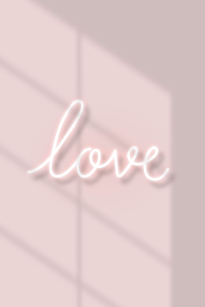 Free vector love neon text with natural light